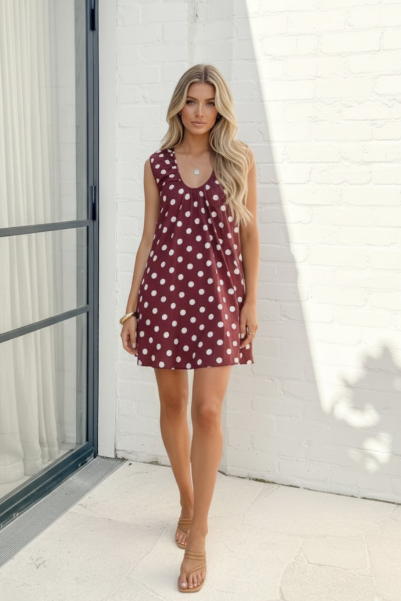 Danika Dress - Burgundy Spot