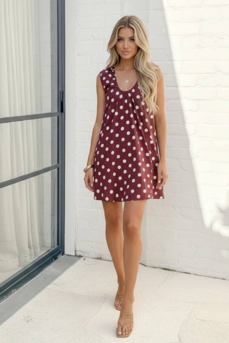 Danika Dress - Burgundy Spot