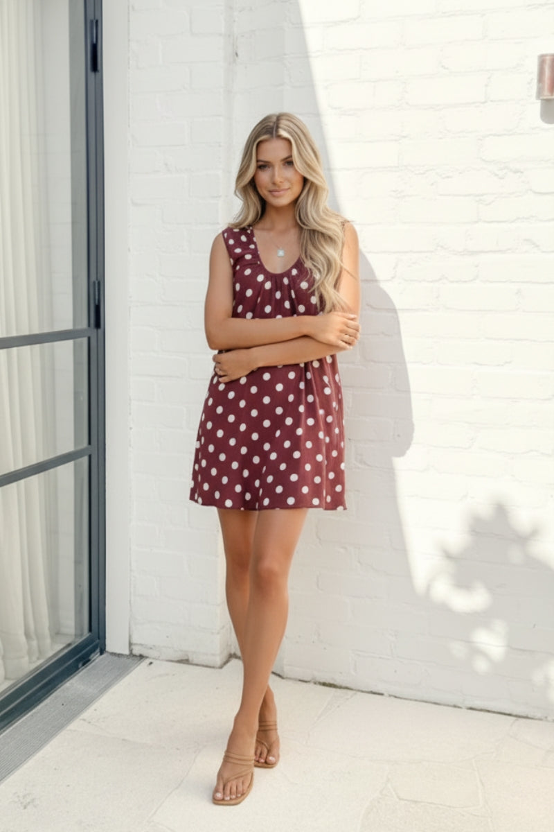 Danika Dress - Burgundy Spot