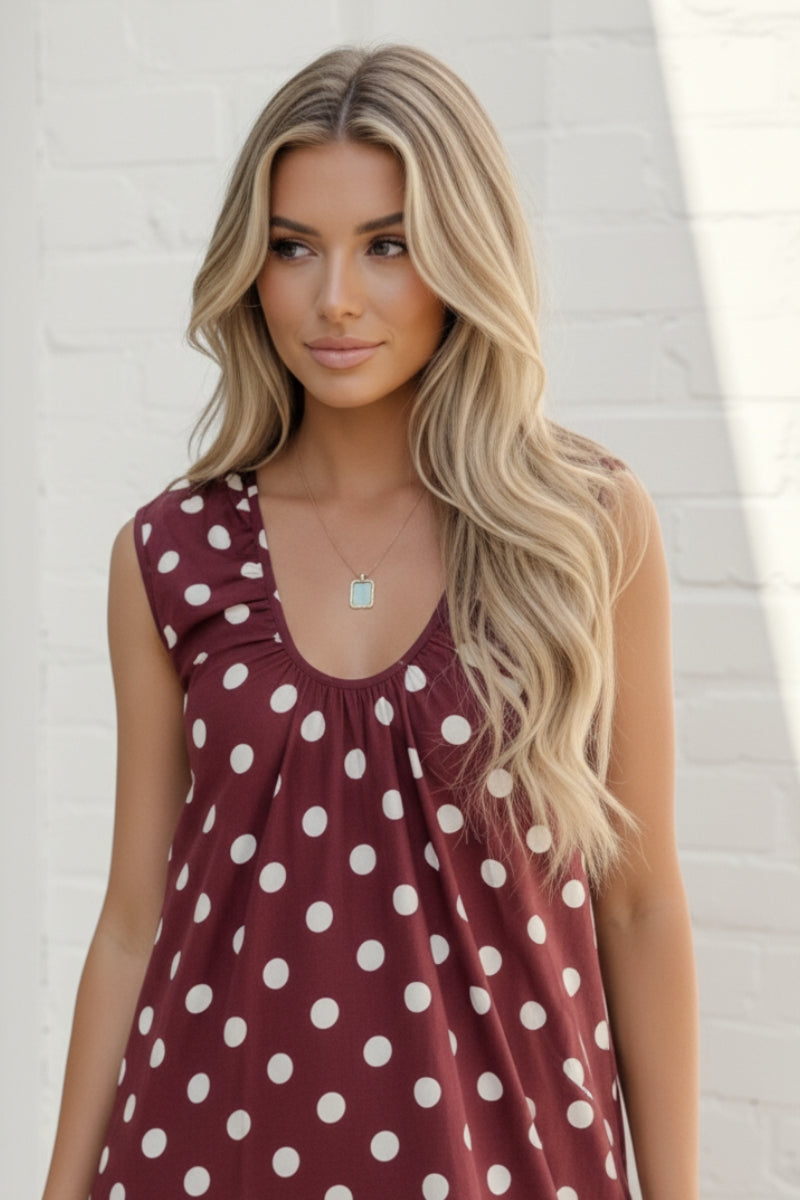 Danika Dress - Burgundy Spot