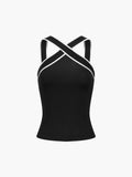 Elegant Cross Halter Top for Women ¨C Breathable Stretch Fabric. Flattering Fit. Versatile Style. Lightweight Design