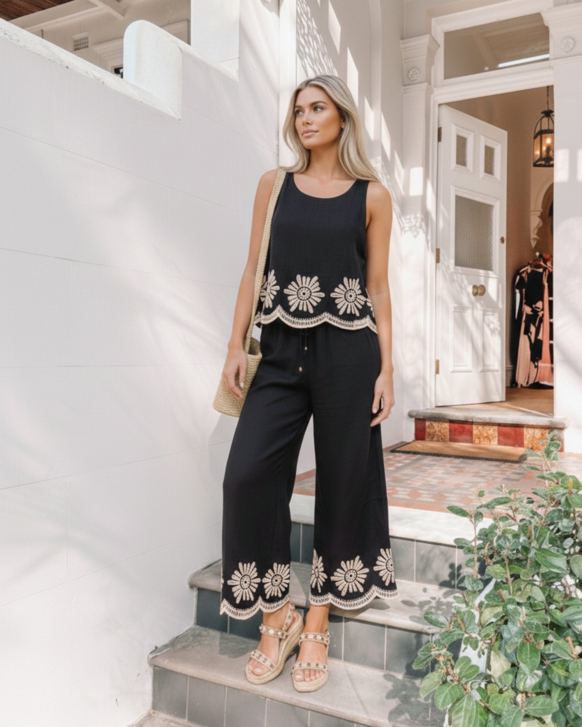 Ellana Top - Black Print