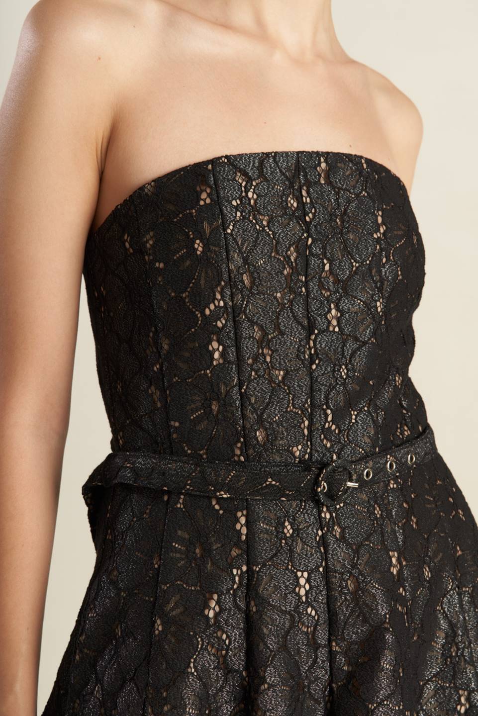 THE TRUTH IS STRAPLESS BLACK LACE MIDI DRESS - FINAL SALE