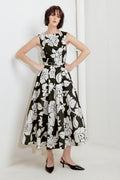 SILENT HEART BLACK FLORAL MIDI DRESS