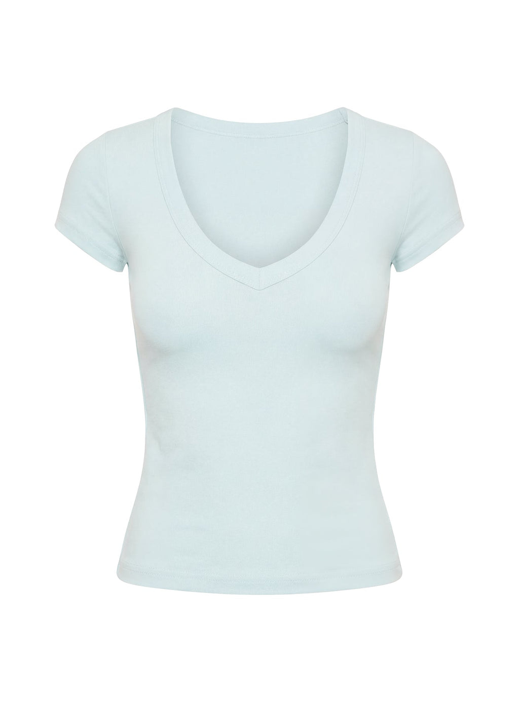 Daily Define Deep V Short Sleeve Top Icy Blue