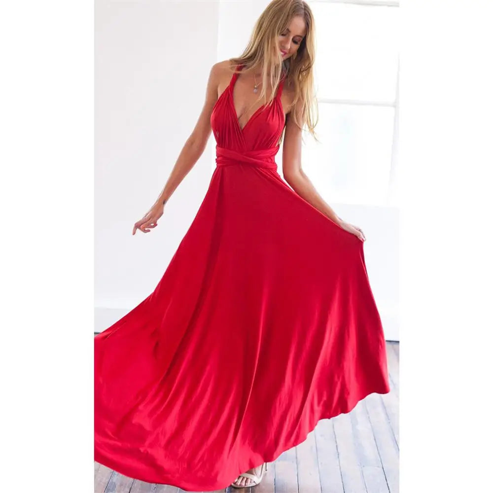 Women's Sleeveless V-Neck Flowing Occasion Dress ¨C Elegant Party Wear