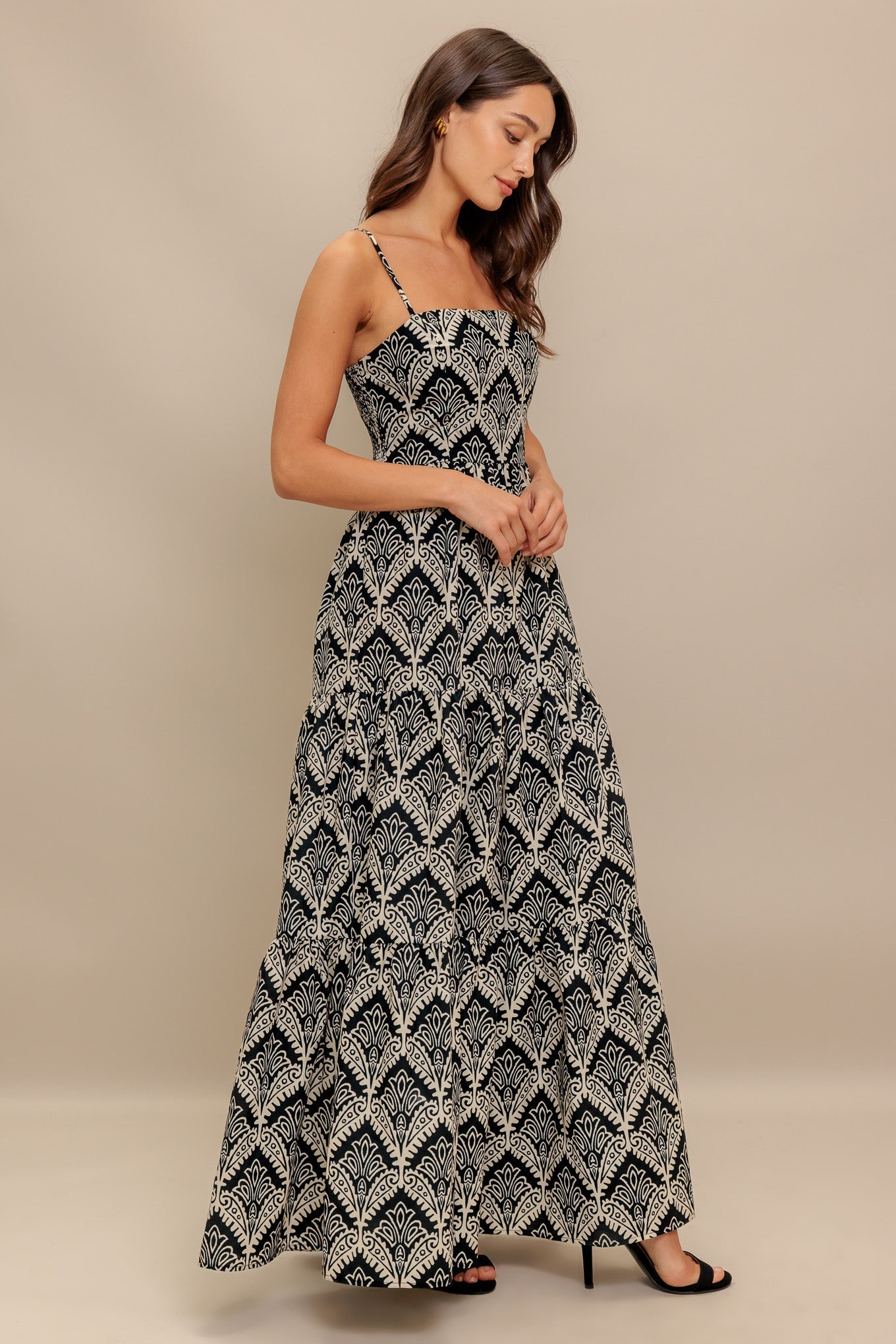 Hazelwood Garden Maxi Dress - Black & Ivory