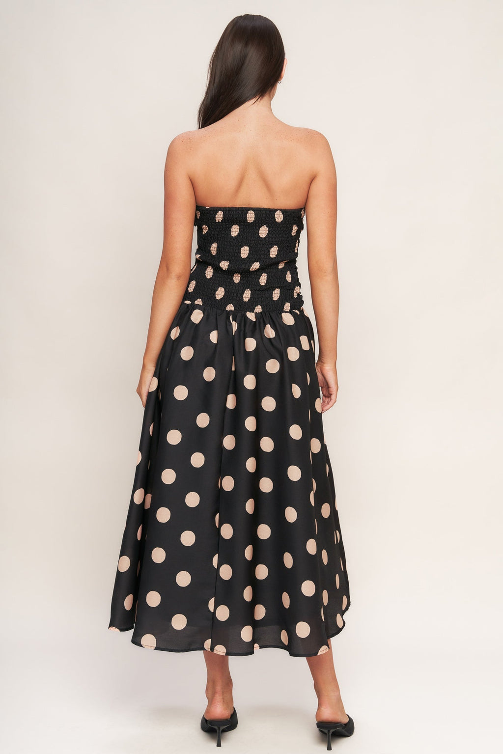 Size Medium. SPOTLIGHT HOUR POLKA DOT MIDI DRESS - FINAL SALE