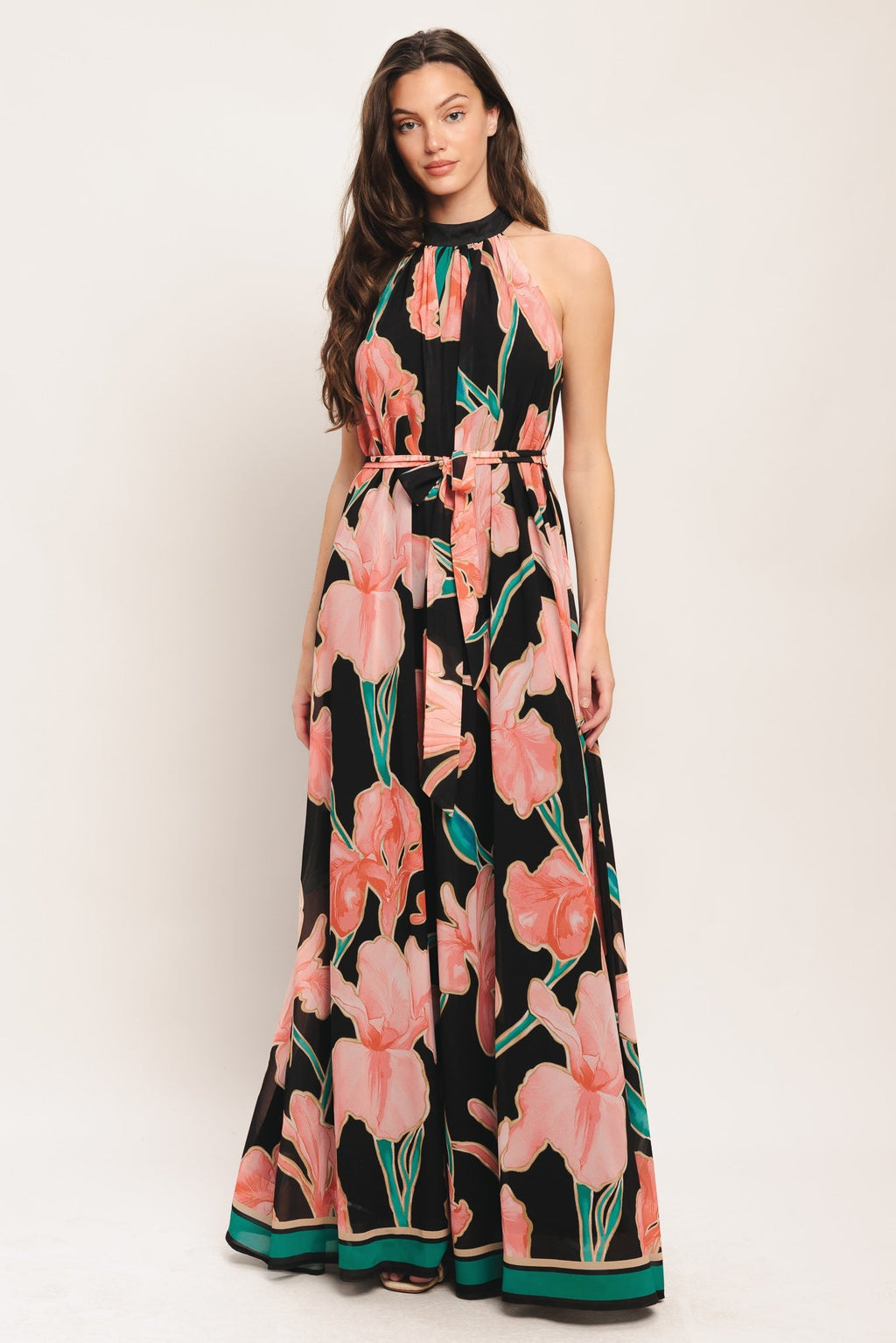 GARDEN NOIR BLACK FLORAL MAXI DRESS