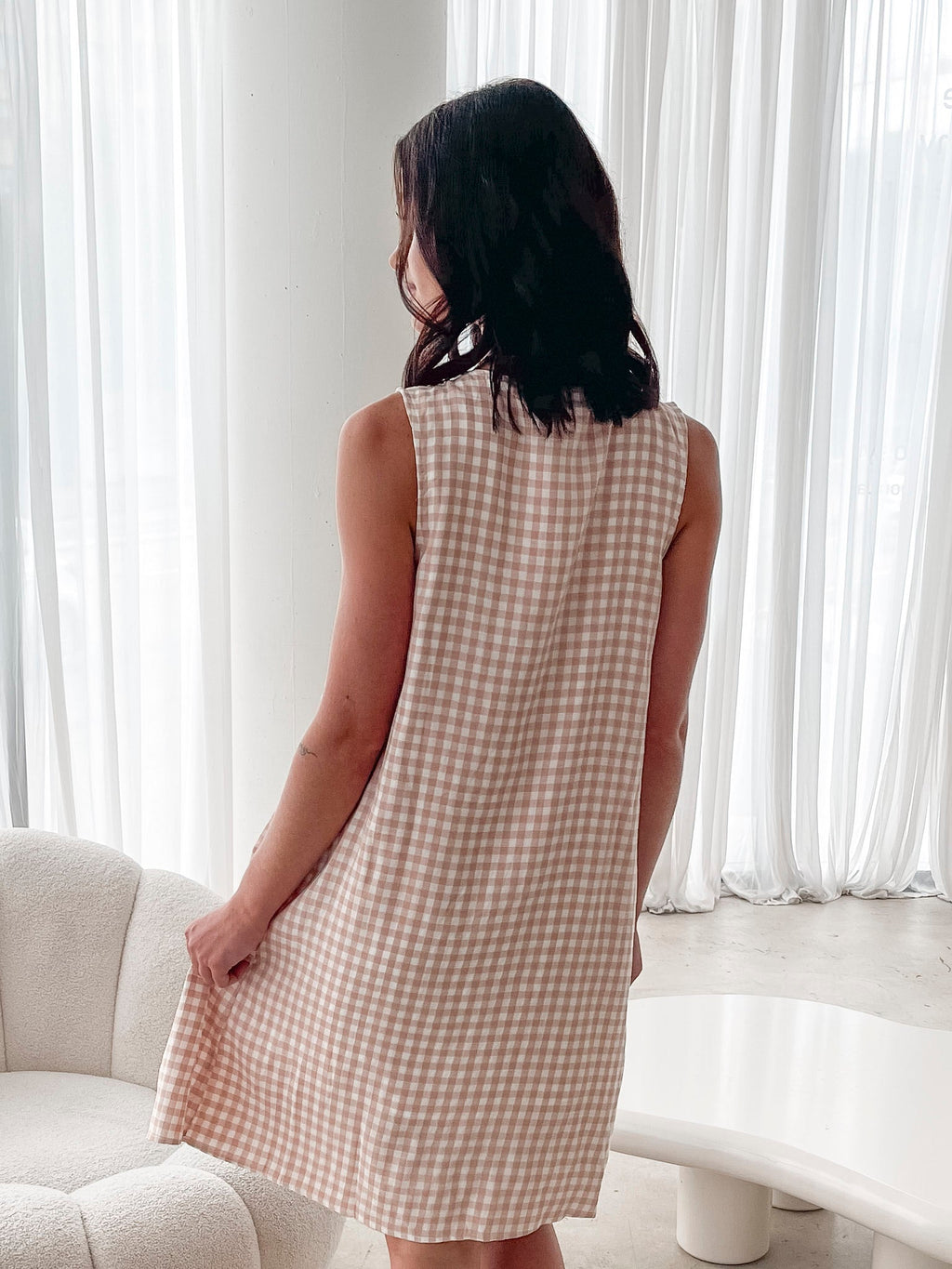 Kearah Dress - Beige Gingham