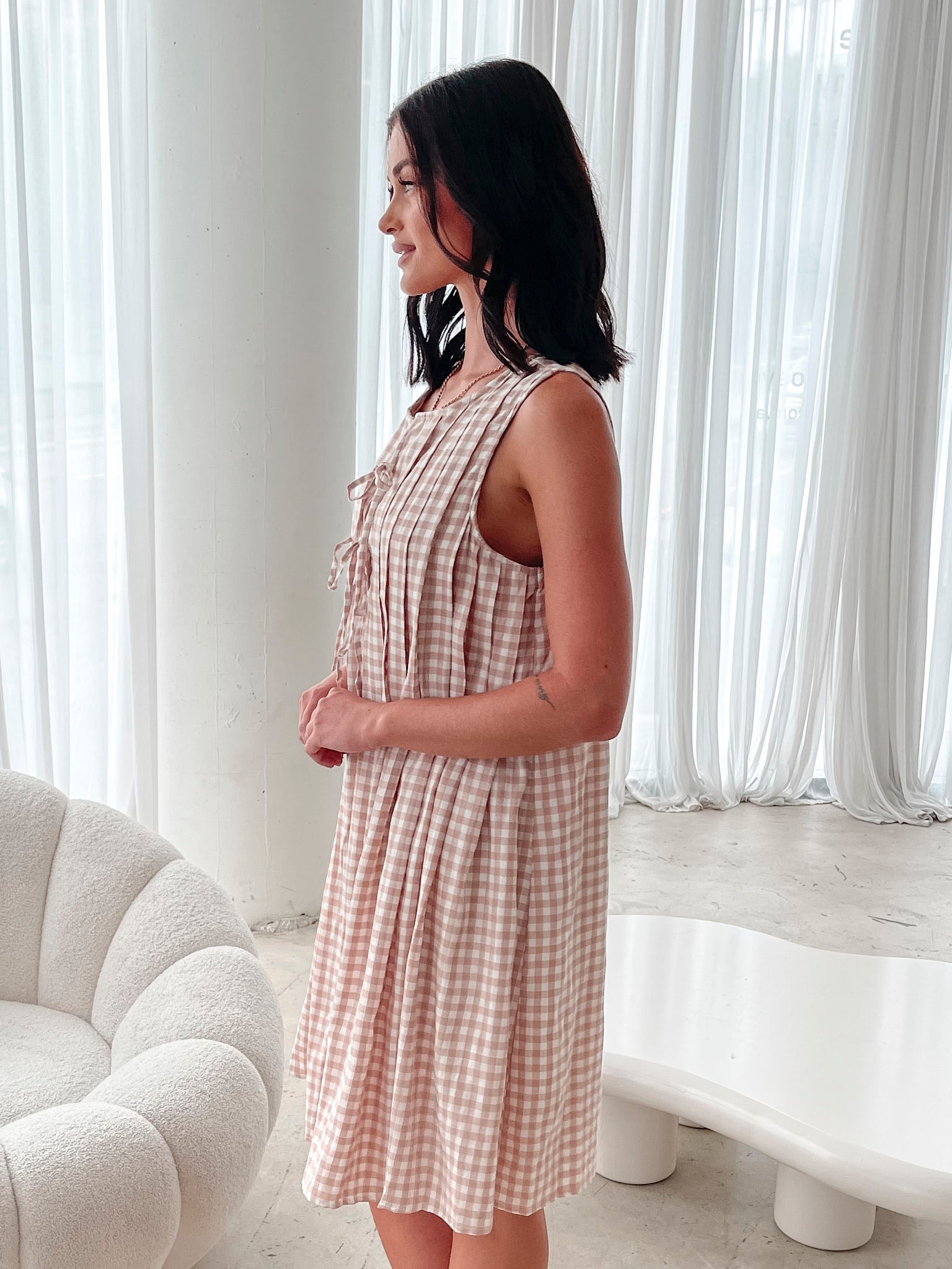 Kearah Dress - Beige Gingham