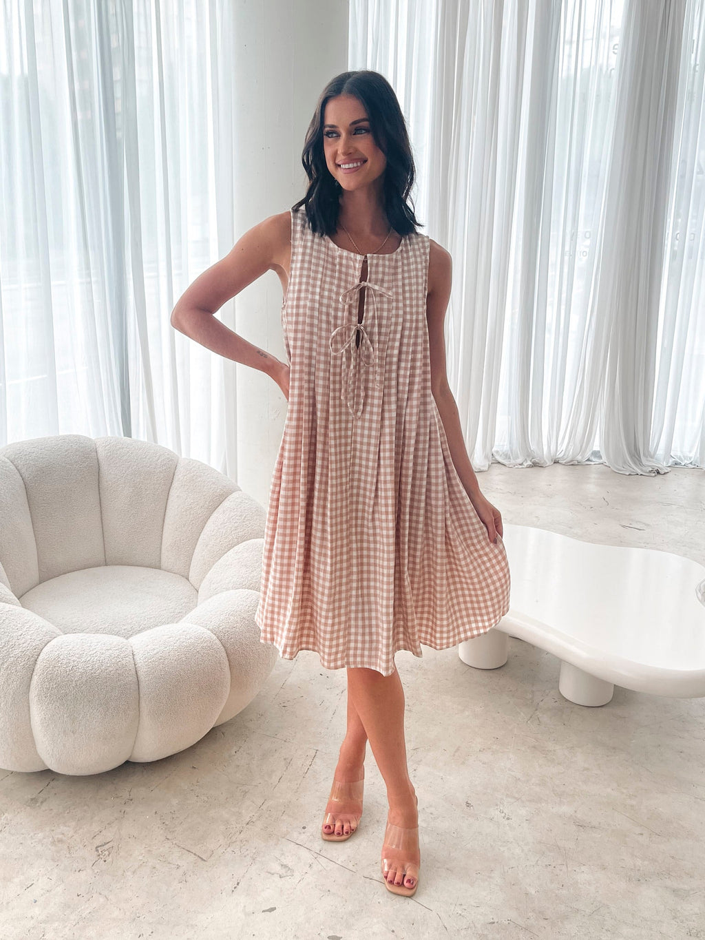 Kearah Dress - Beige Gingham