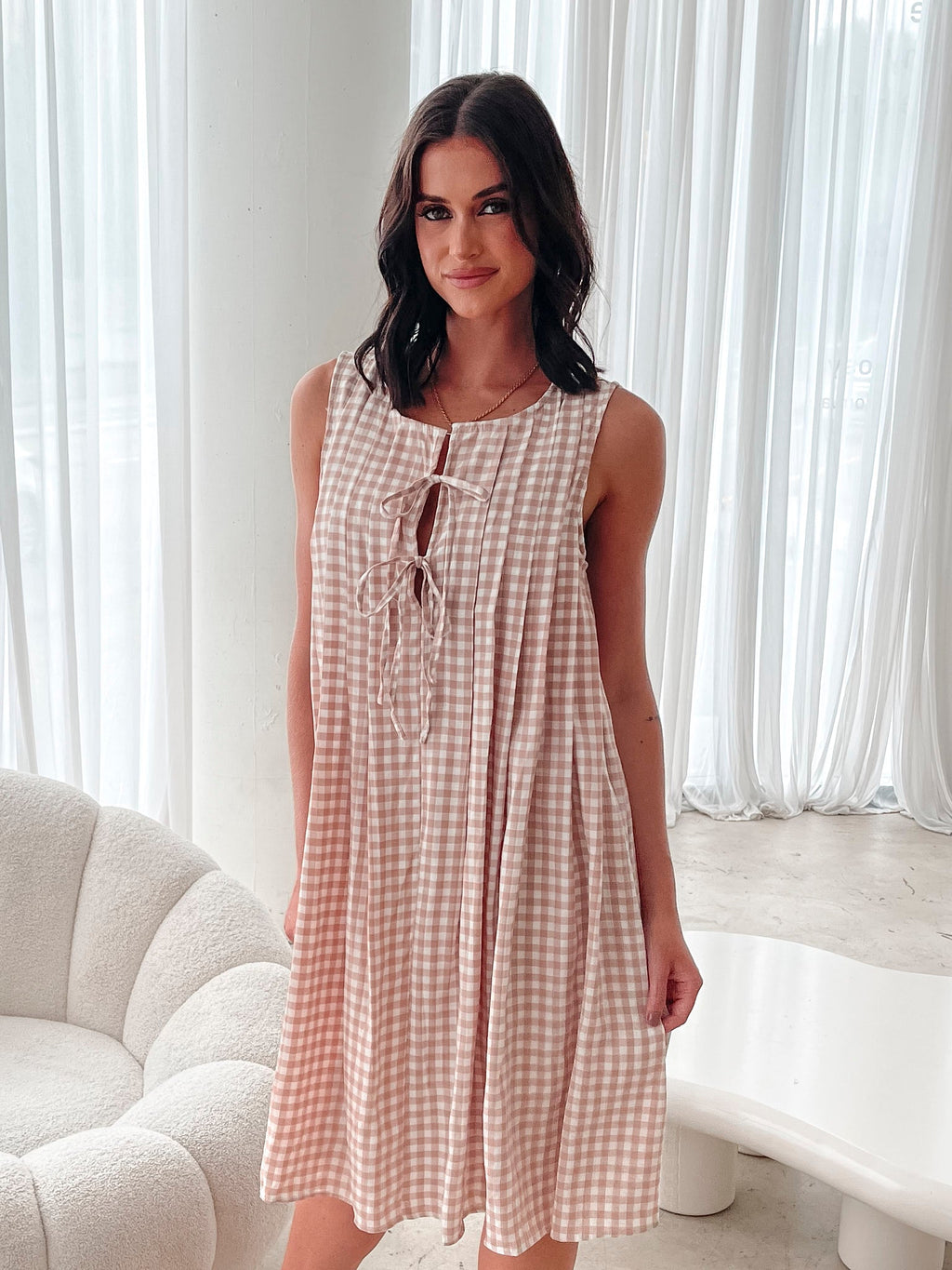 Kearah Dress - Beige Gingham