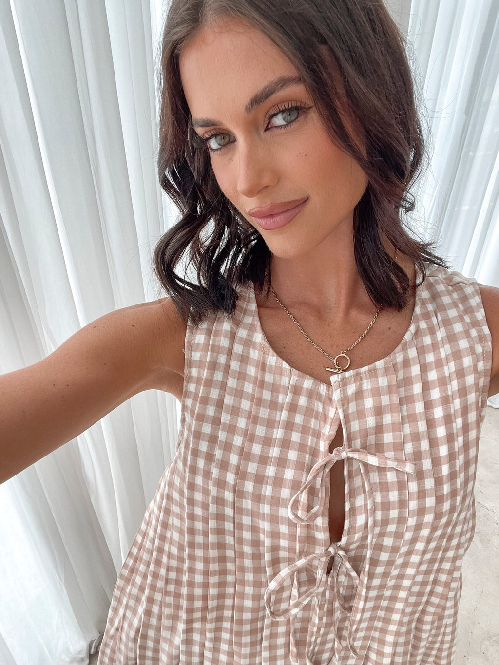 Kearah Dress - Beige Gingham