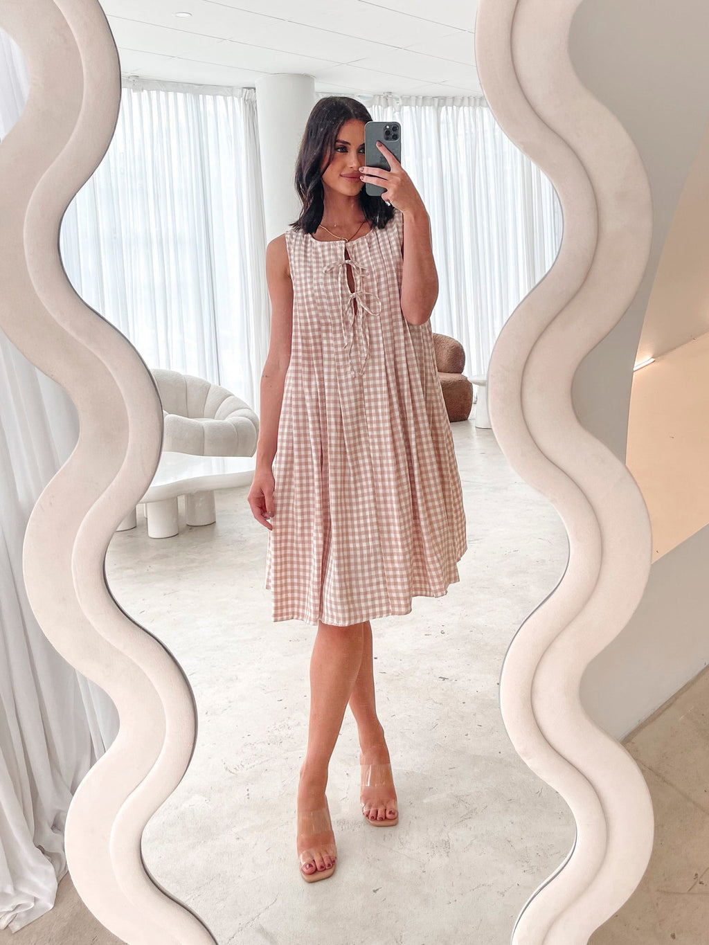 Kearah Dress - Beige Gingham