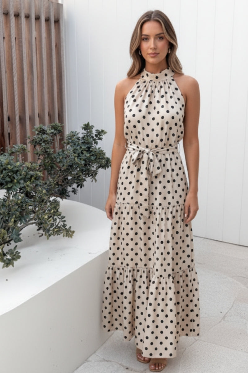 Kiva Dress - Beige Spot