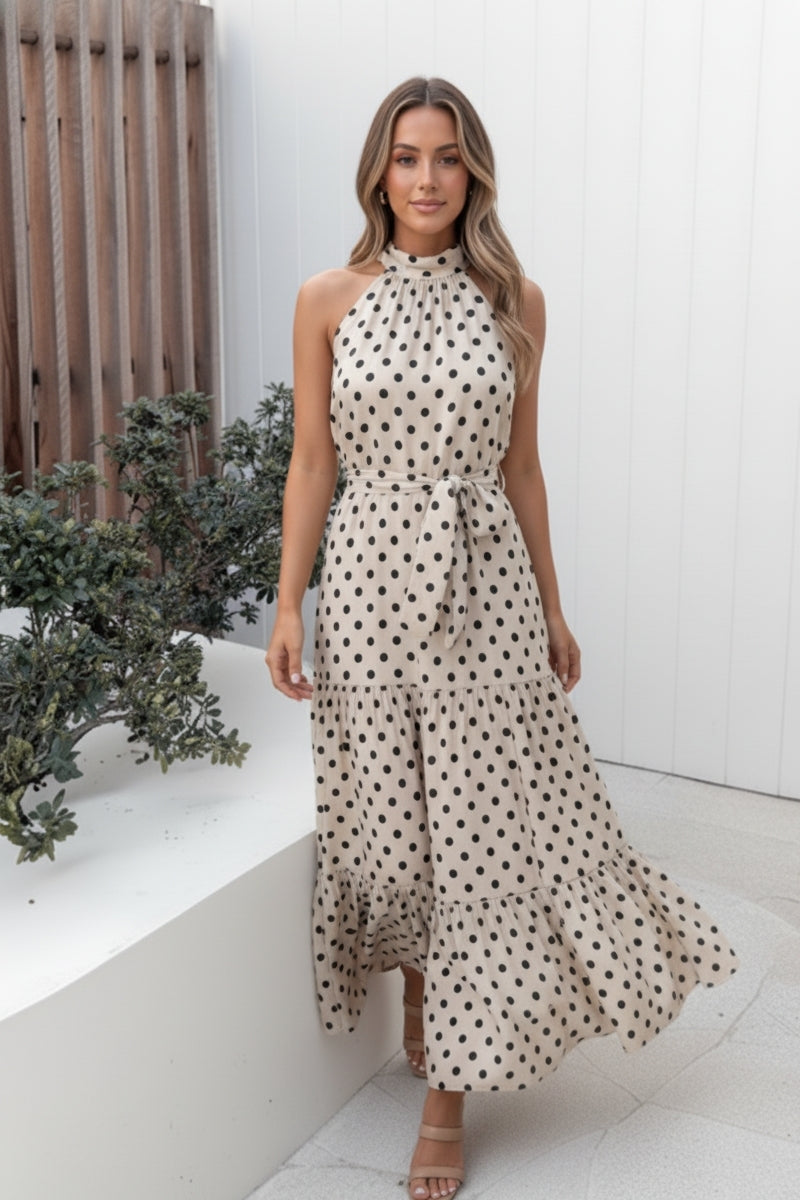 Kiva Dress - Beige Spot