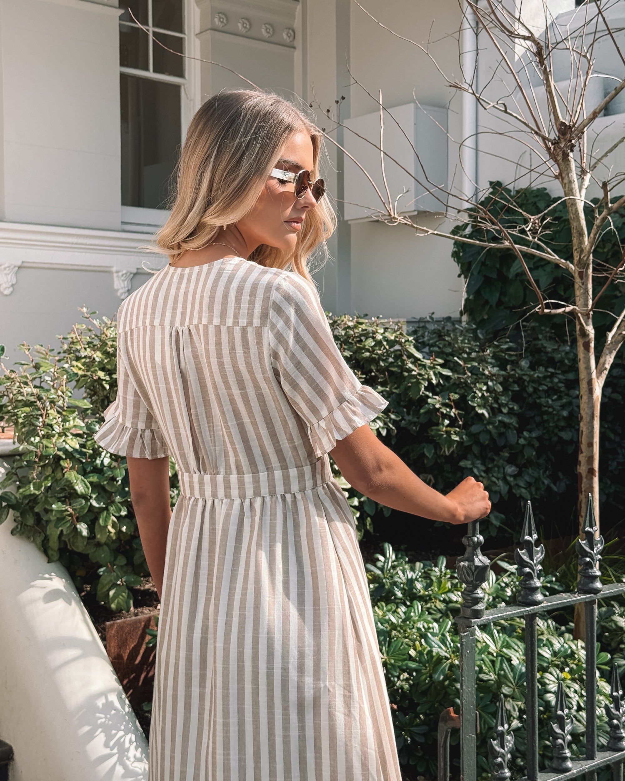 Korbel Dress - Beige Stripe