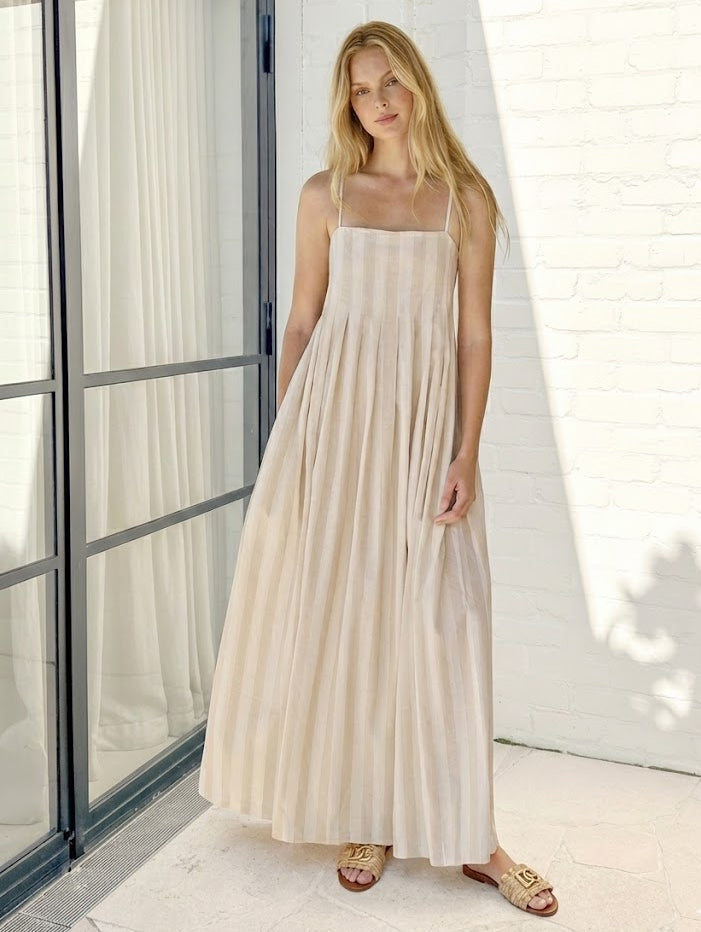 Rhiannon Dress - Beige Stripe