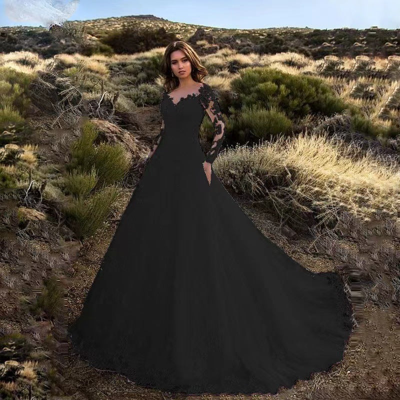 Women's Elegant Lace Detailed Wedding Dress With Voluminous Skirt ¨C Princess Bridal Gown