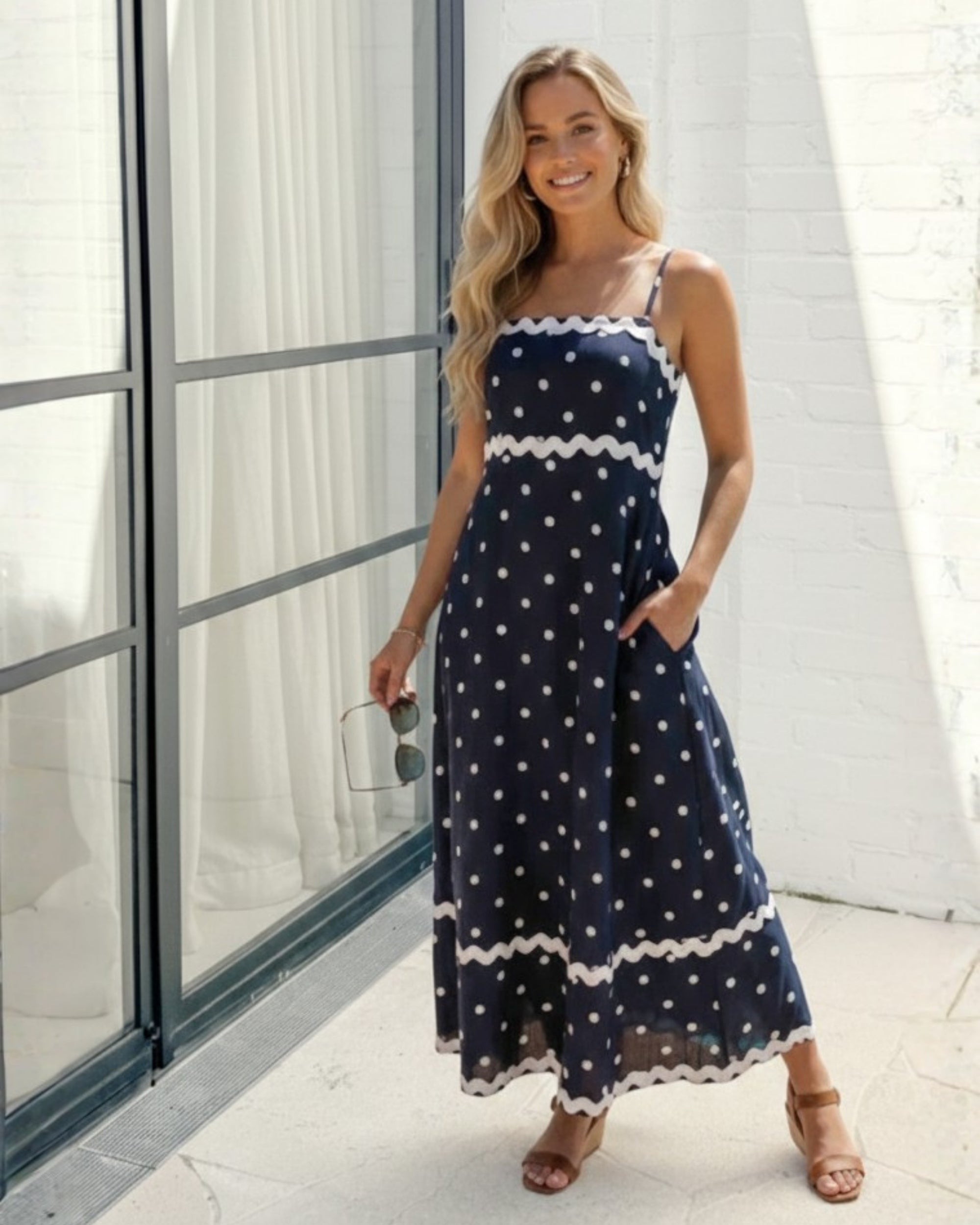 Priah Dress - Navy Spot