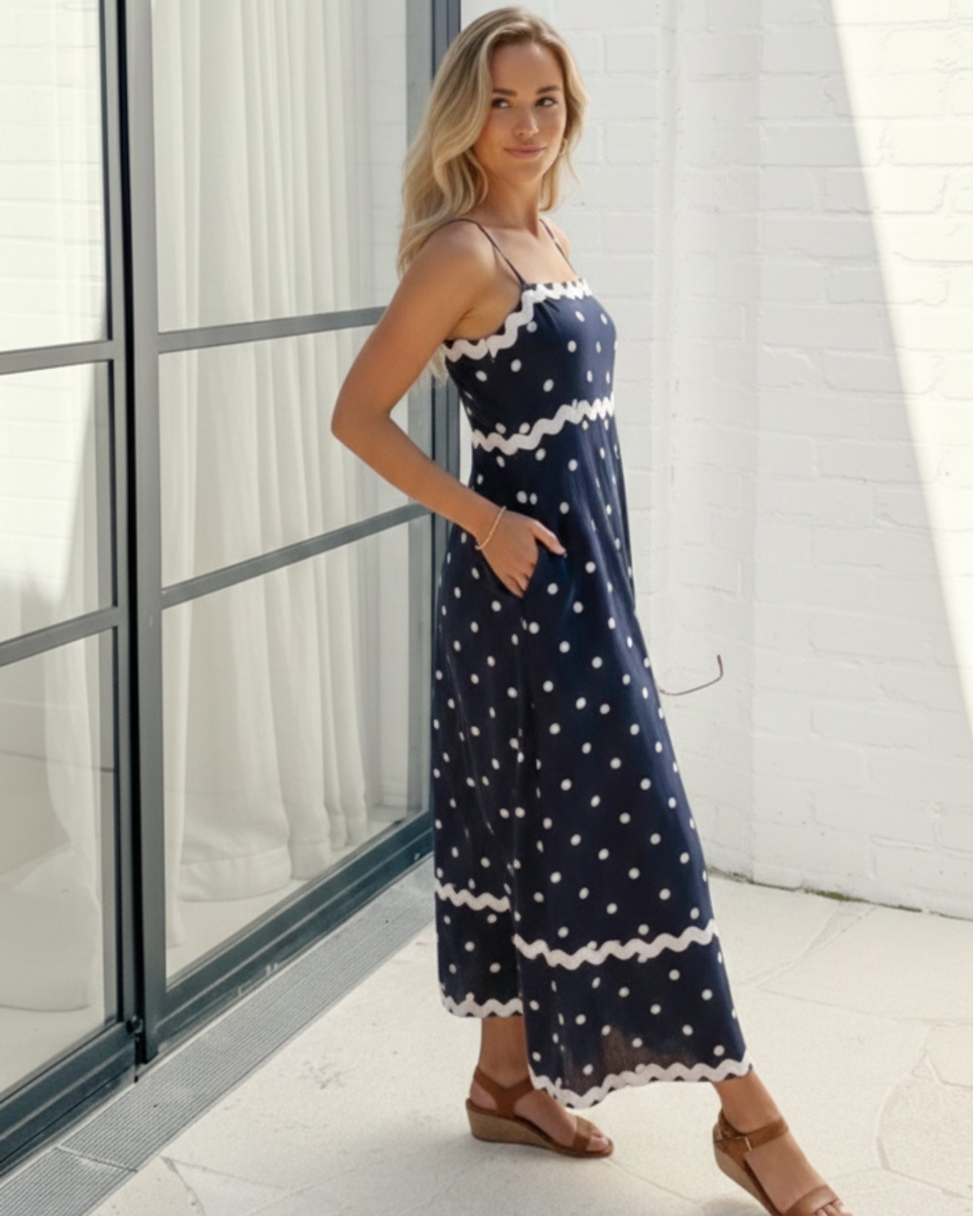Priah Dress - Navy Spot
