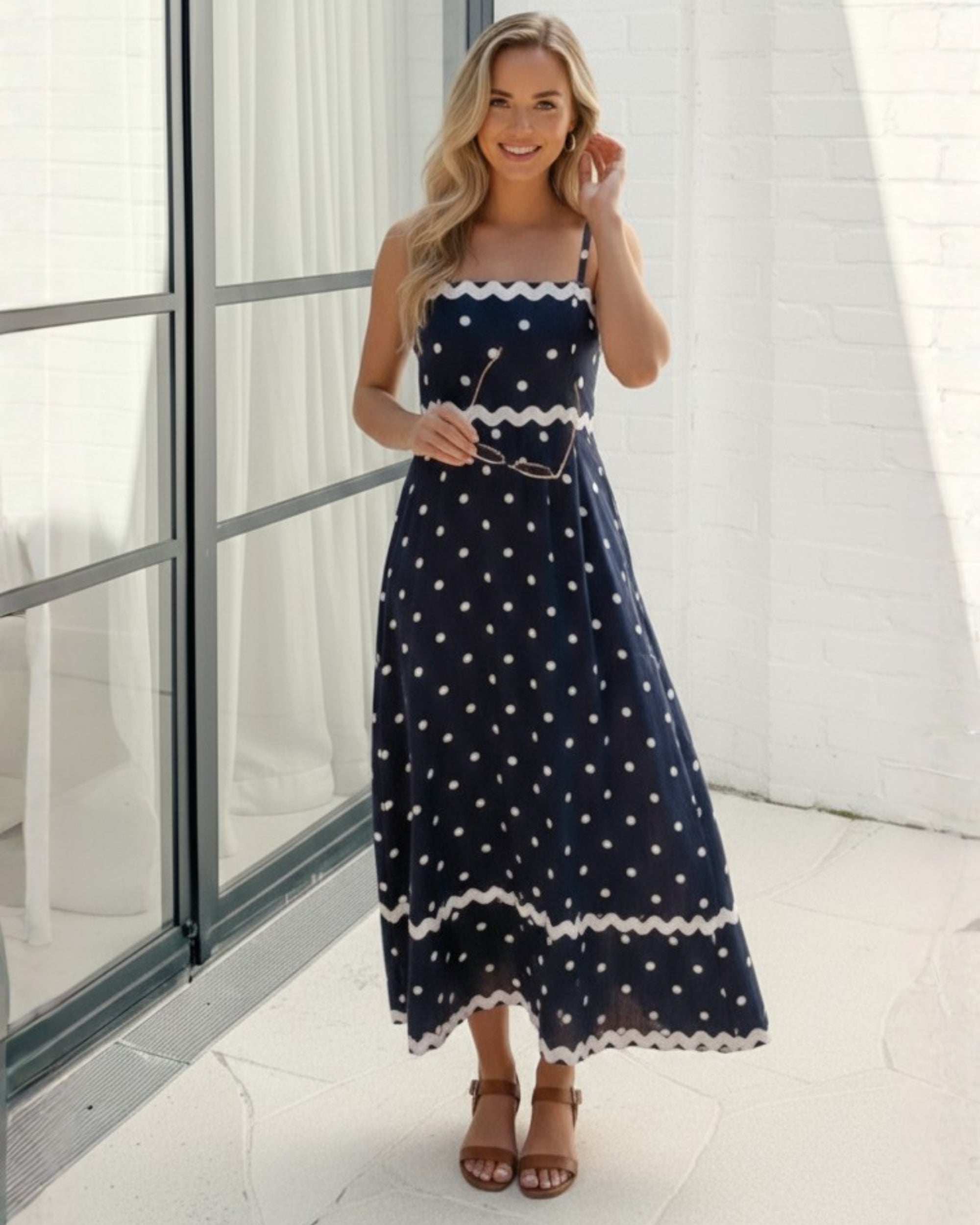 Priah Dress - Navy Spot