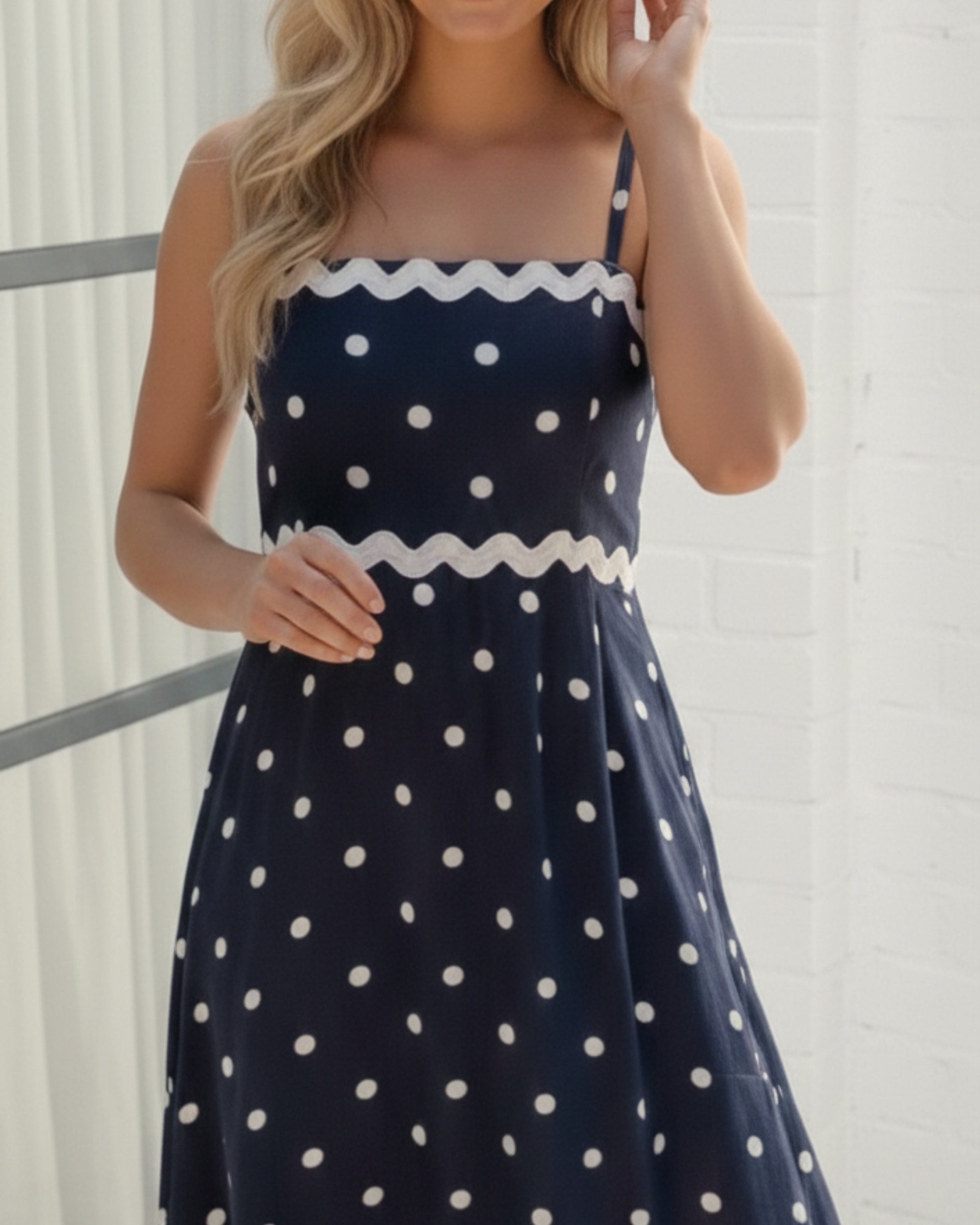 Priah Dress - Navy Spot