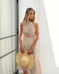 Rafiya Dress - Tan Stripe