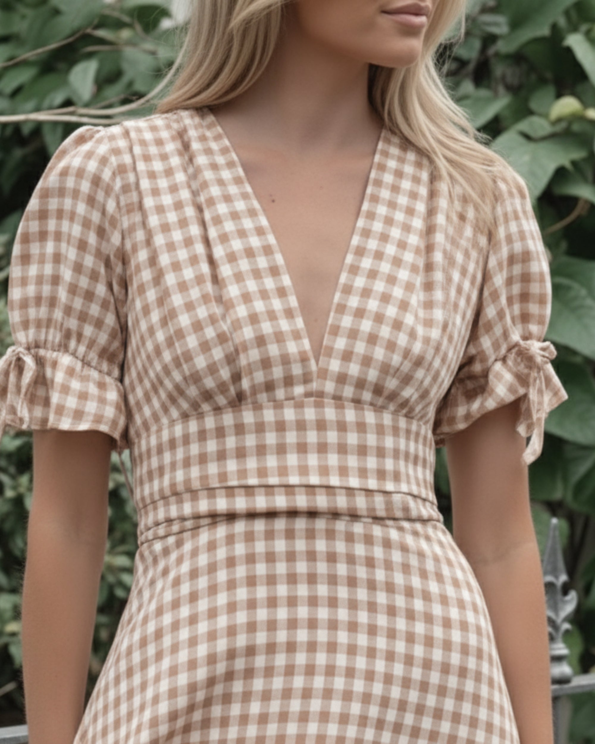 Rhiana Dress - Beige Check