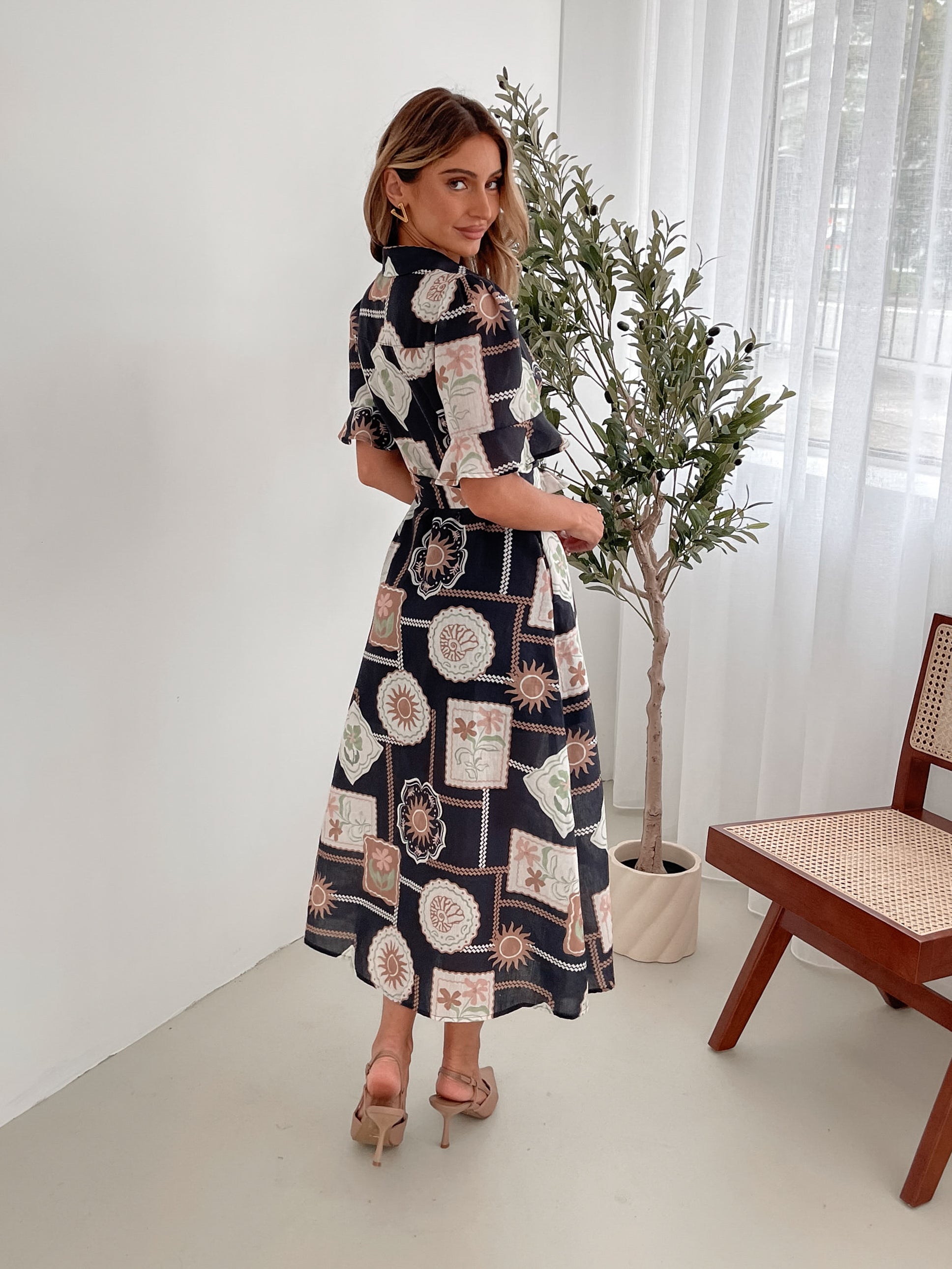 Saige Dress - Black Print