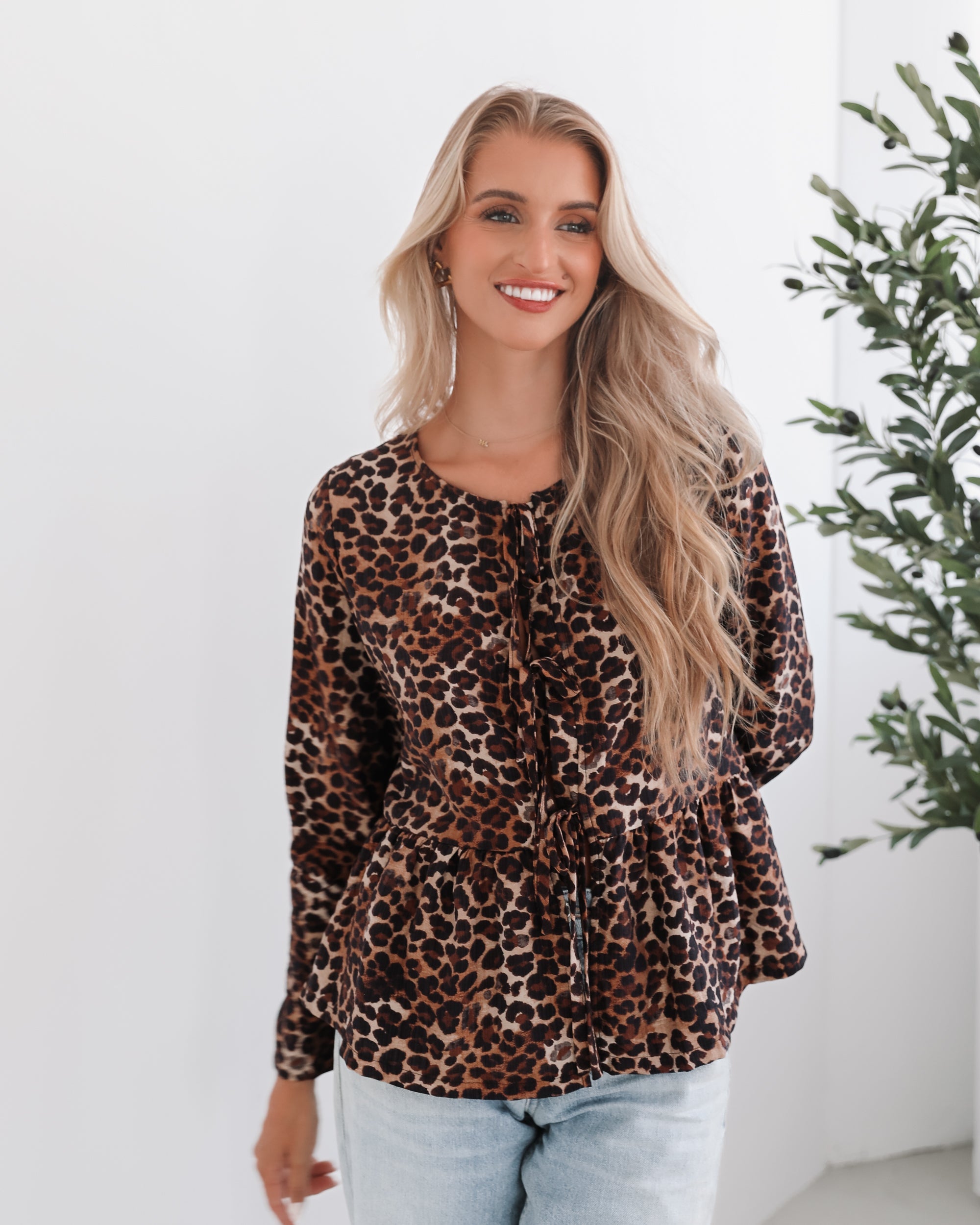 Saveria Top - Brown Print