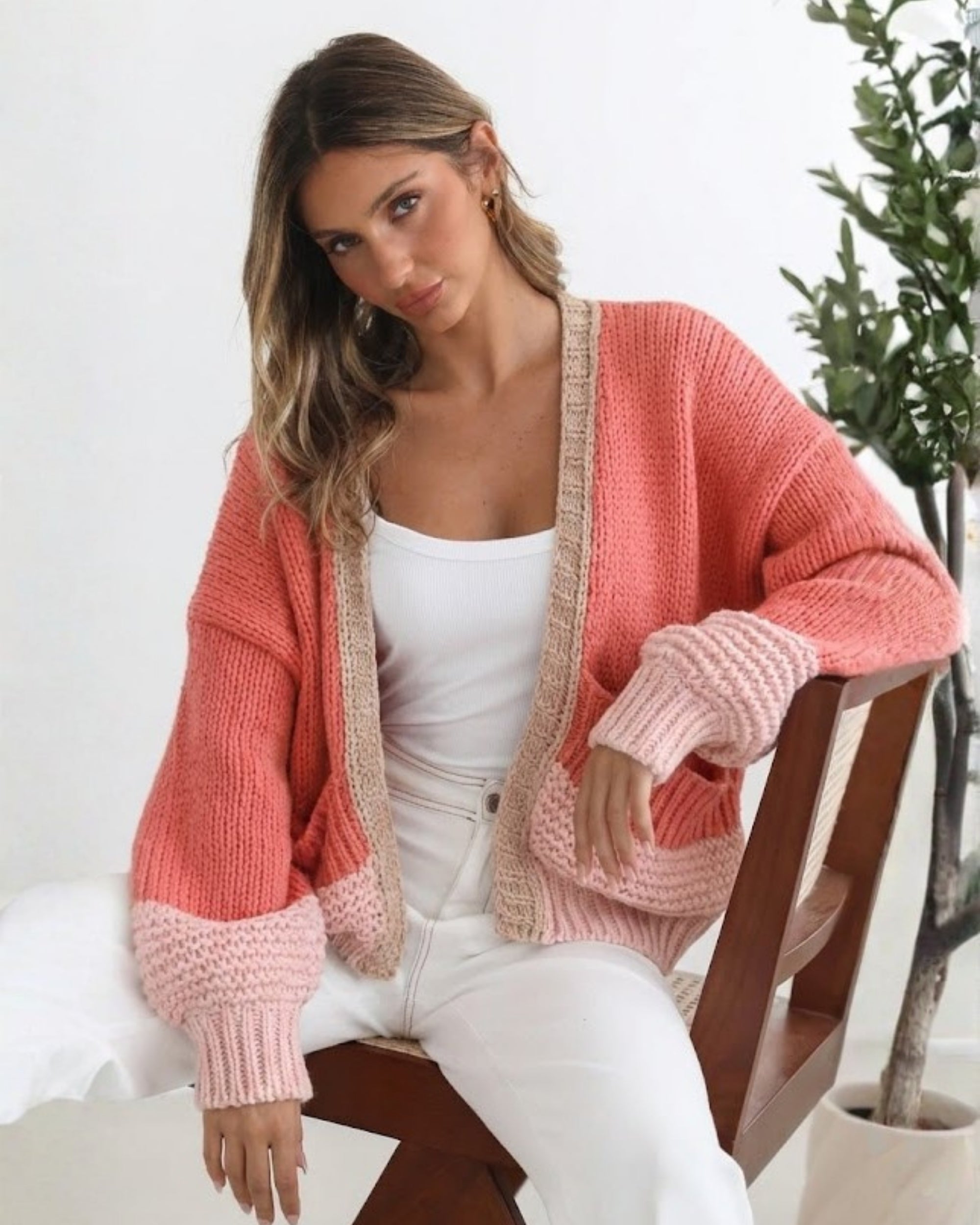 Sheona Cardigan - Peach Multi