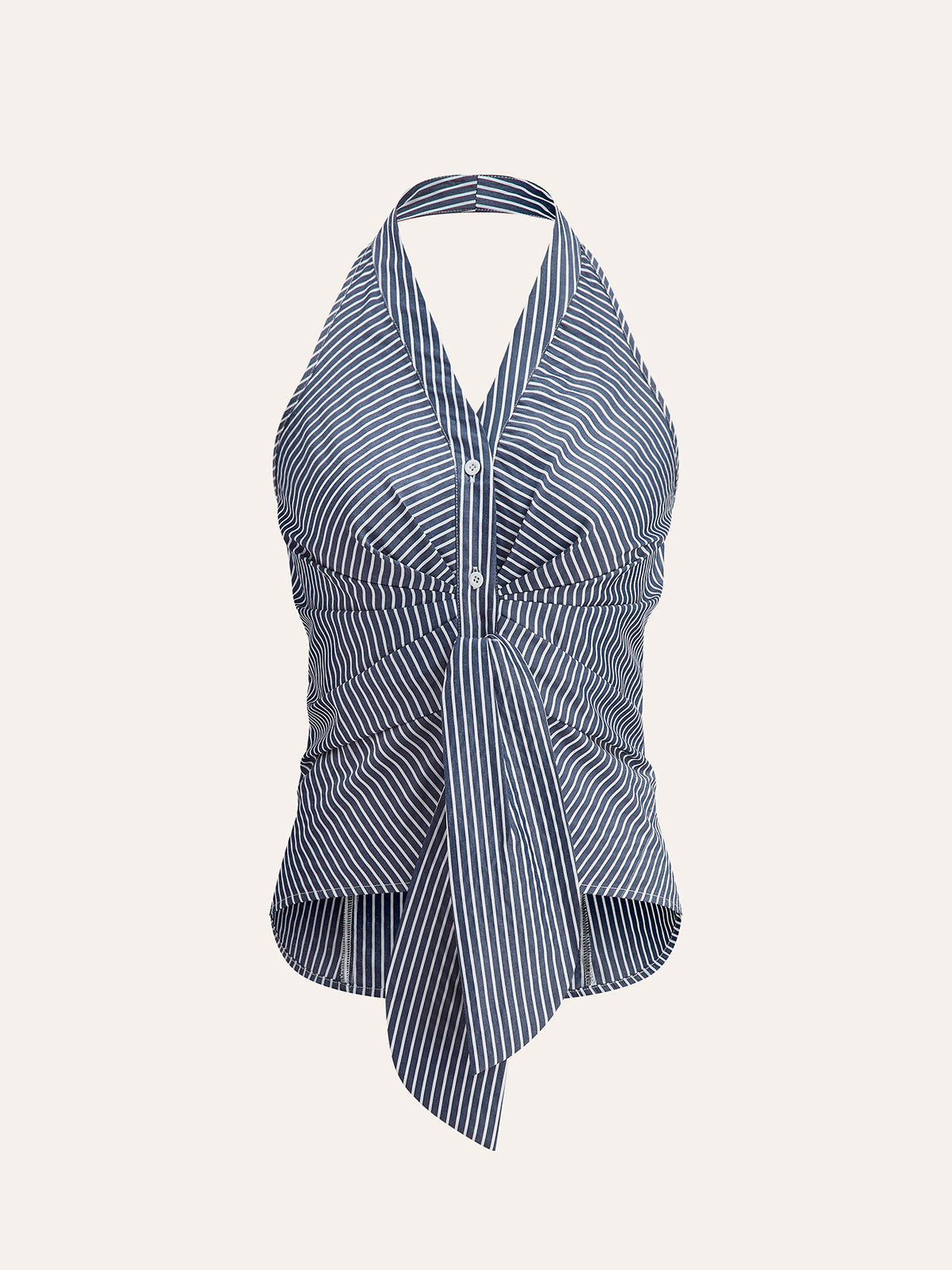 Striped Halter Top for Women ¨C Summer V-Neck Sleeveless Blouse in Breathable Polyester