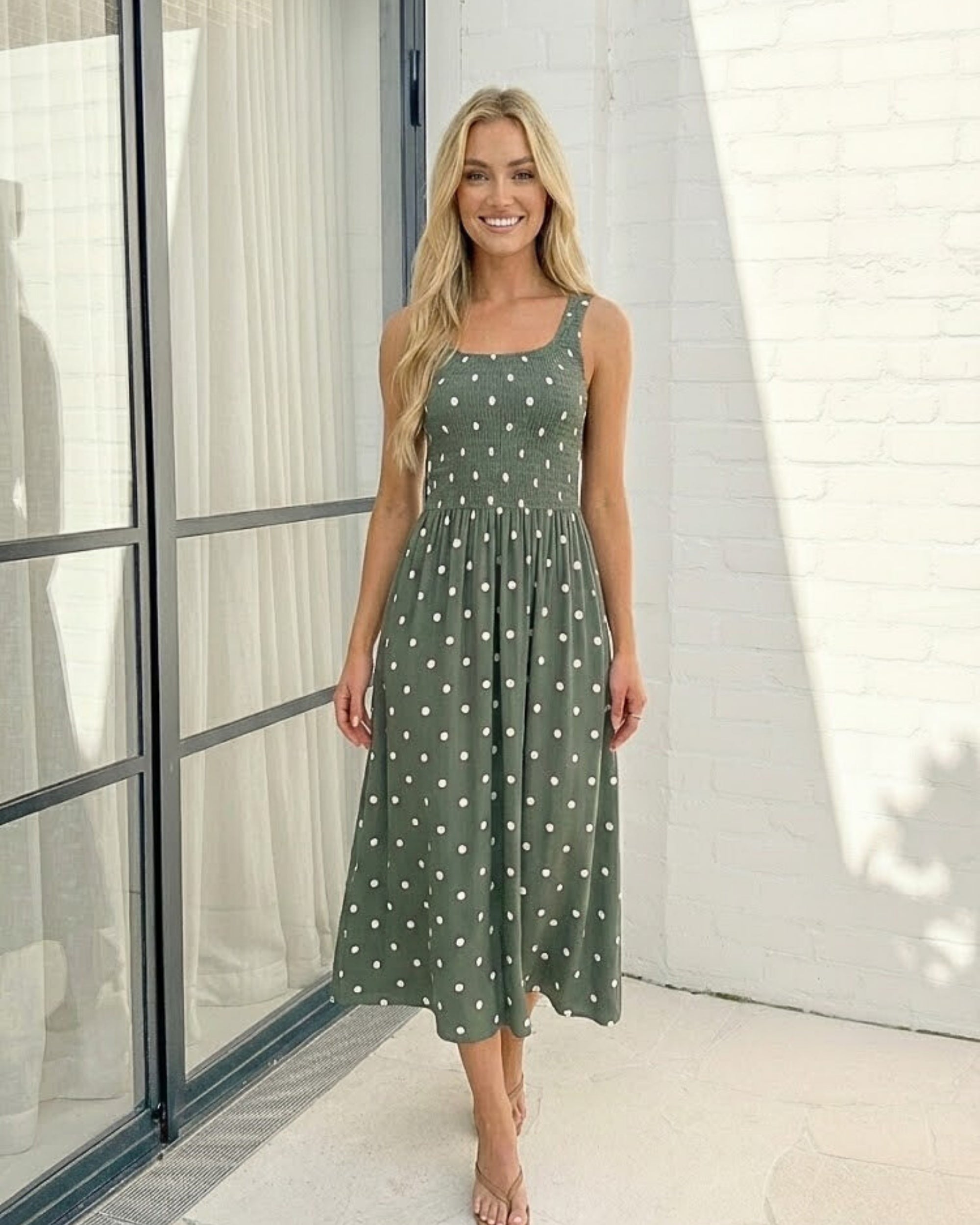 Torrance Dress - Green Spot