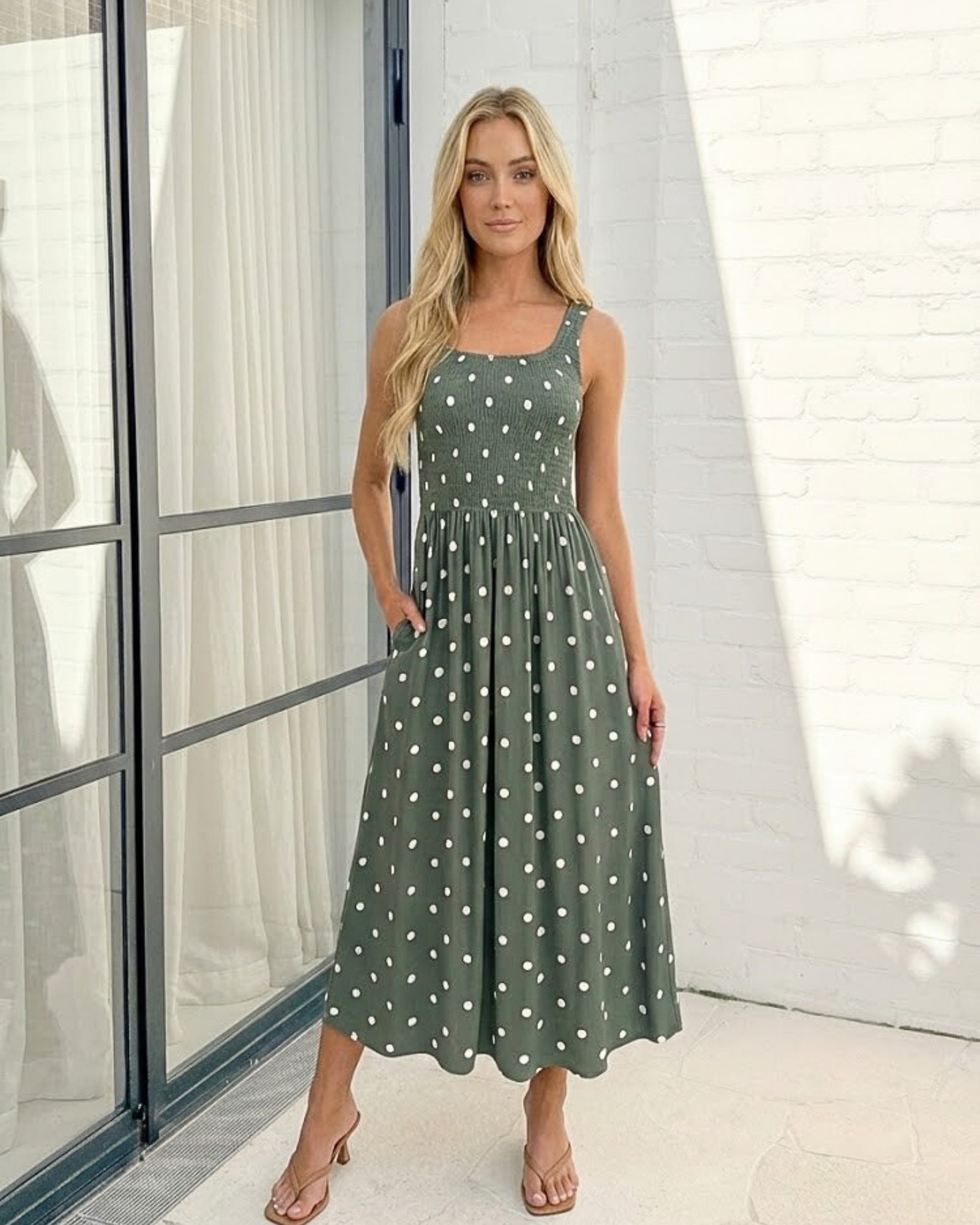Torrance Dress - Green Spot