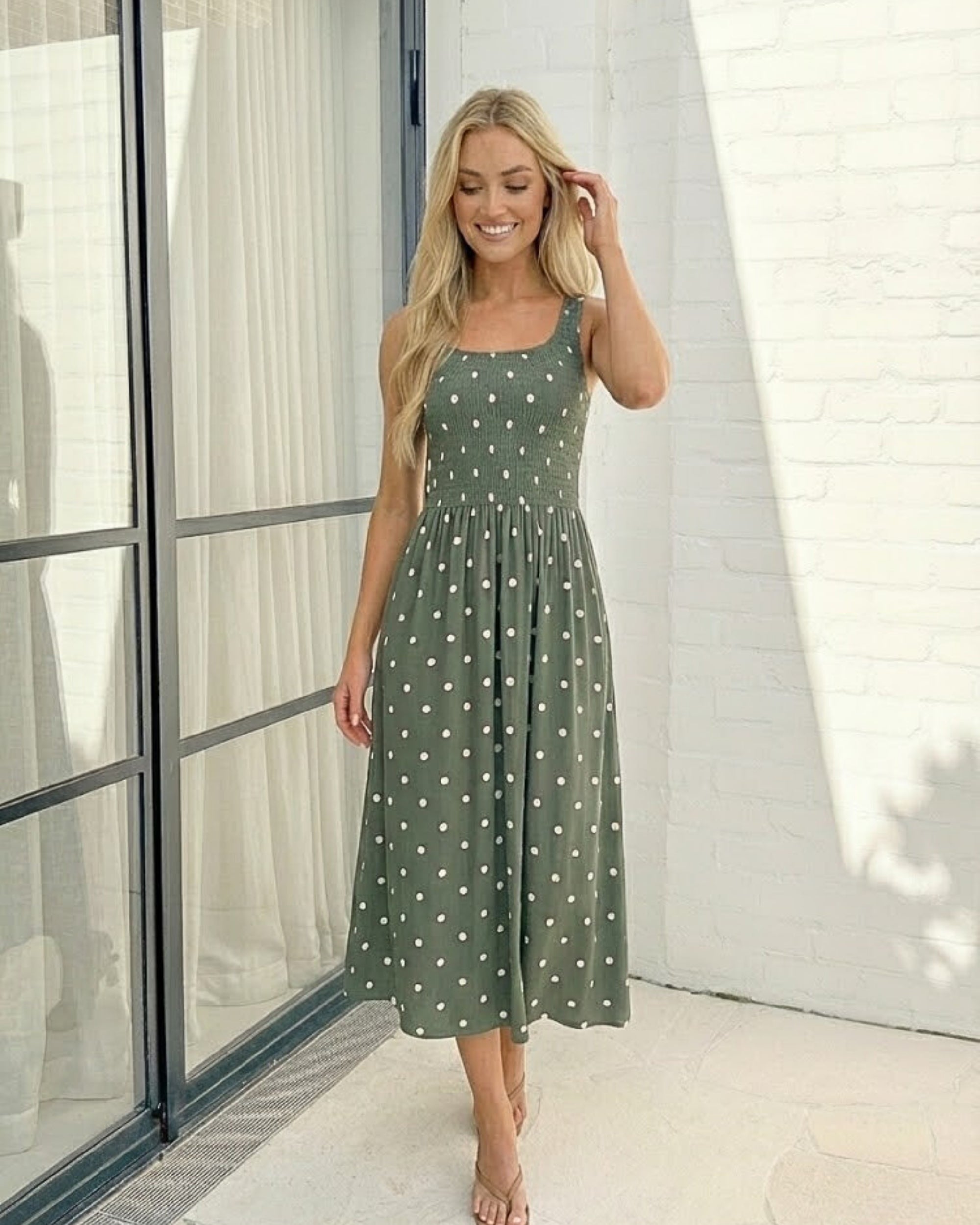 Torrance Dress - Green Spot