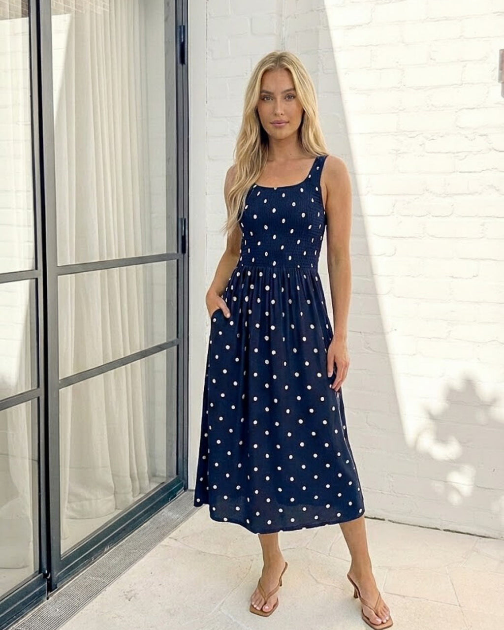 Torrance Dress - Navy Spot