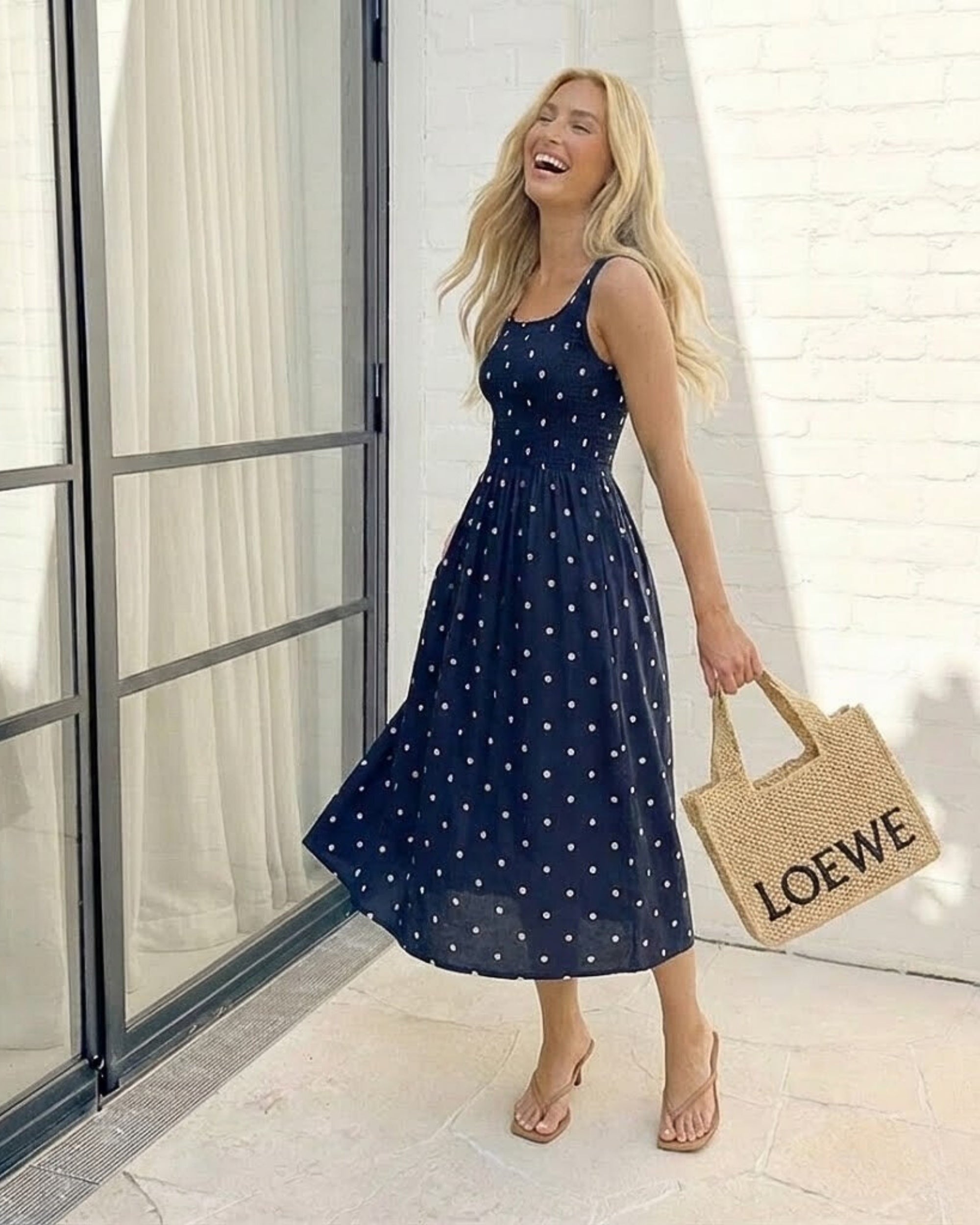 Torrance Dress - Navy Spot