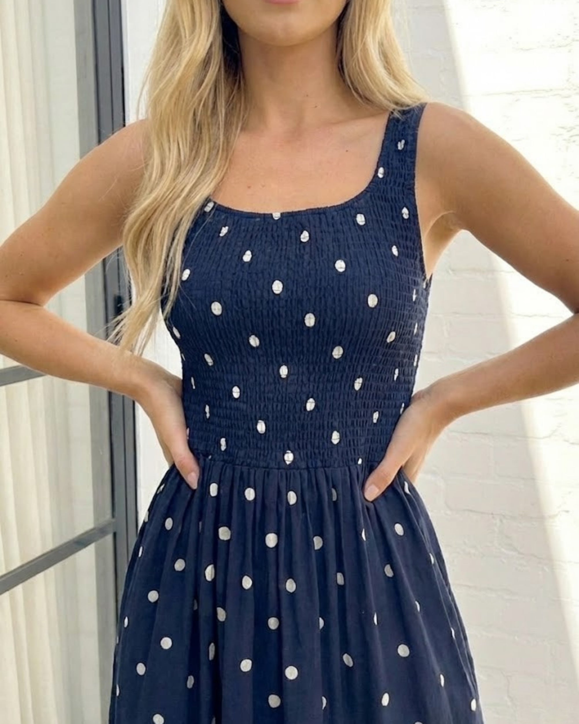 Torrance Dress - Navy Spot