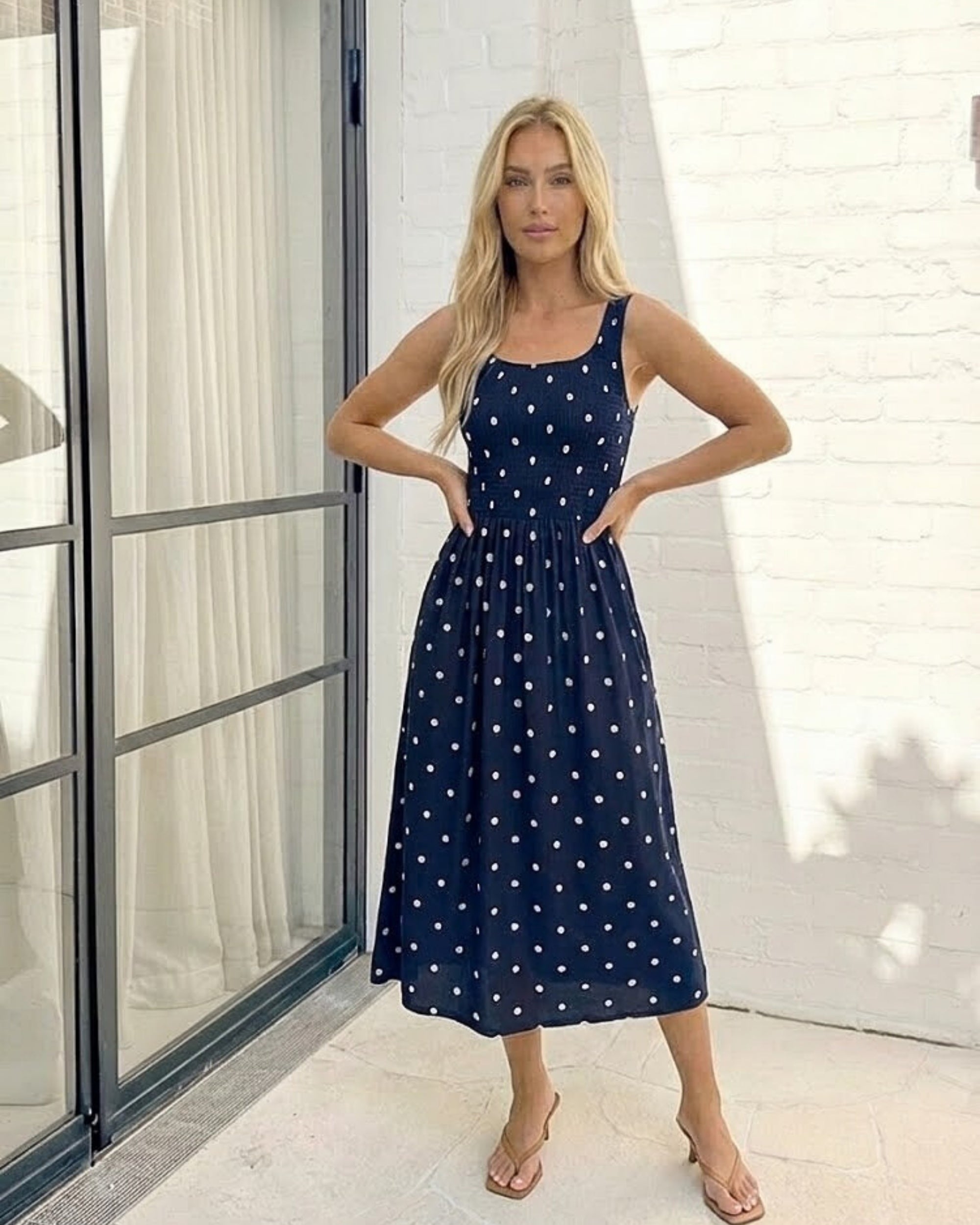 Torrance Dress - Navy Spot