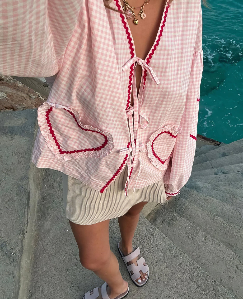 Trendy Summer Top with Heart Print ¨C Lightweight and Stylish Women's Blouse