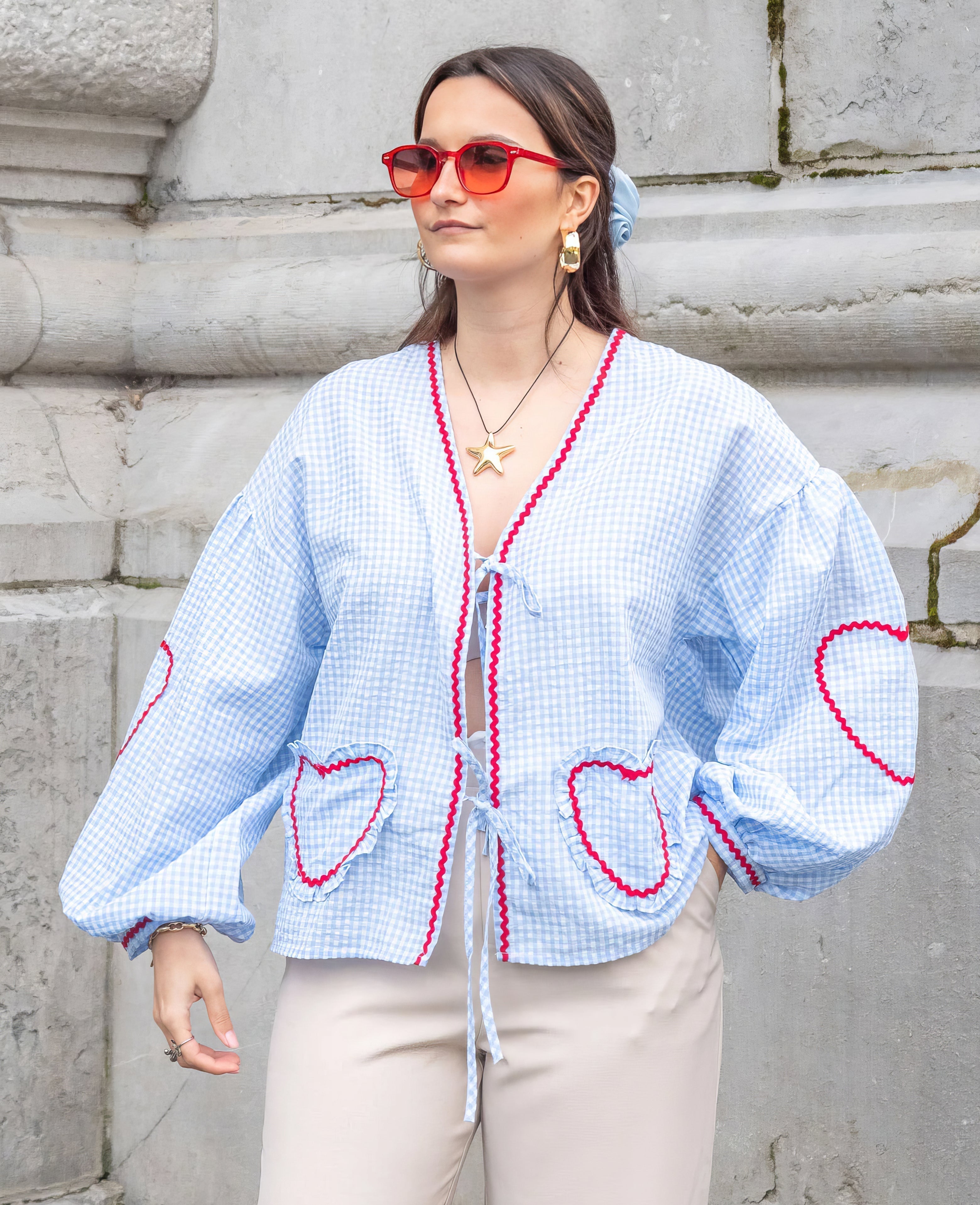 Trendy Summer Top with Heart Print ¨C Lightweight and Stylish Women's Blouse
