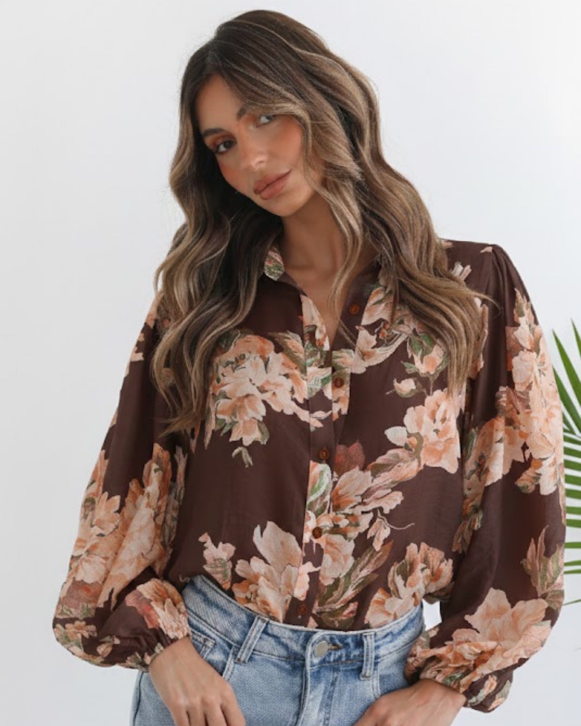 Veiga Blouse - Choc Floral