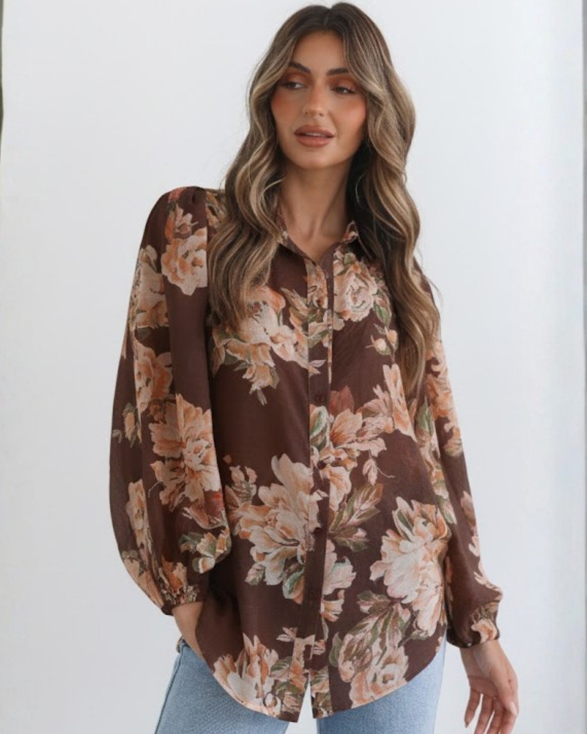 Veiga Blouse - Choc Floral