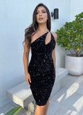 Size XS. Venice Midi Dress - Black Sequin Dress - FINAL SALE