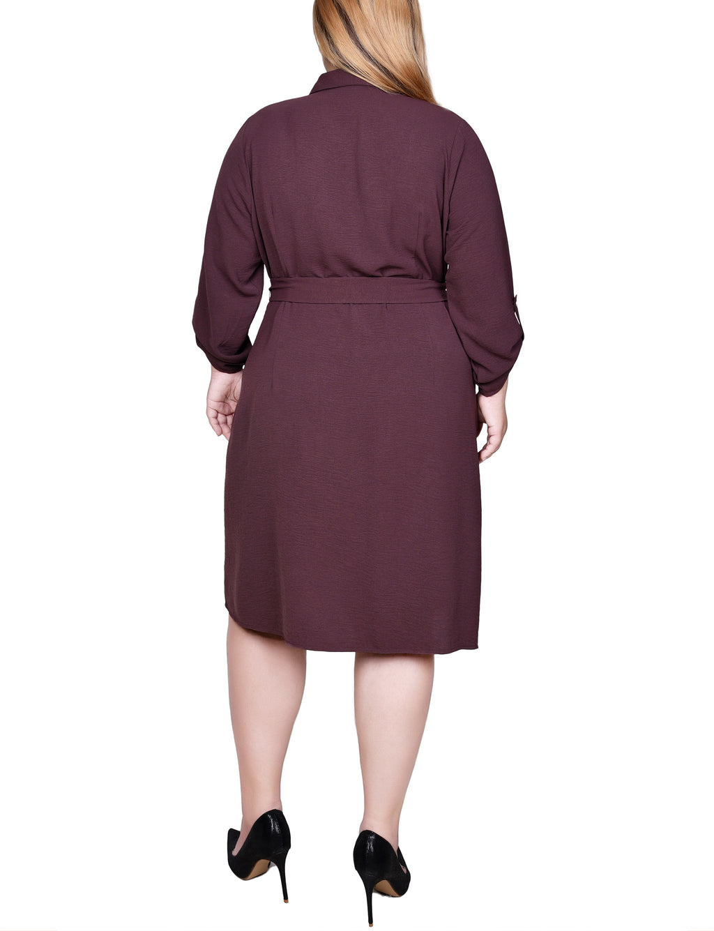 Fudge Long Roll Tab Sleeve Shirtdress - Plus
