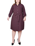 Fudge Long Roll Tab Sleeve Shirtdress - Plus