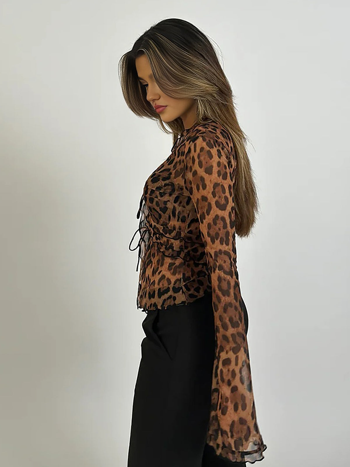 Women Knot Top Leopard Print
