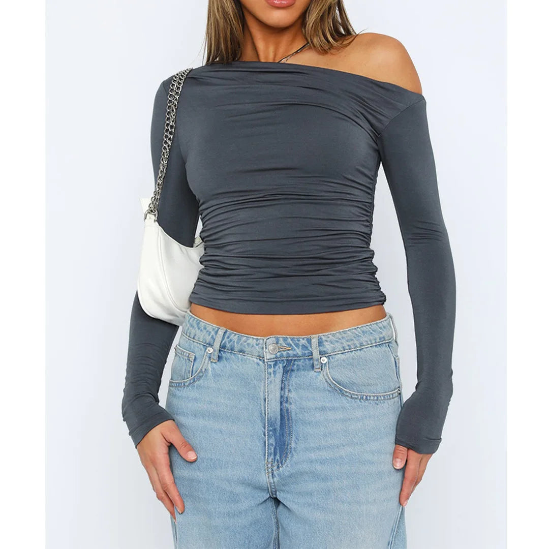 Women's Going Out Top with Twisted Long Sleeves